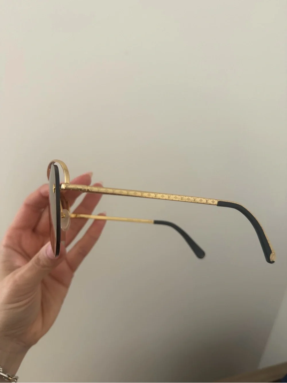 Louis Vuitton Gold Frame Sunglasses with Brown Lenses